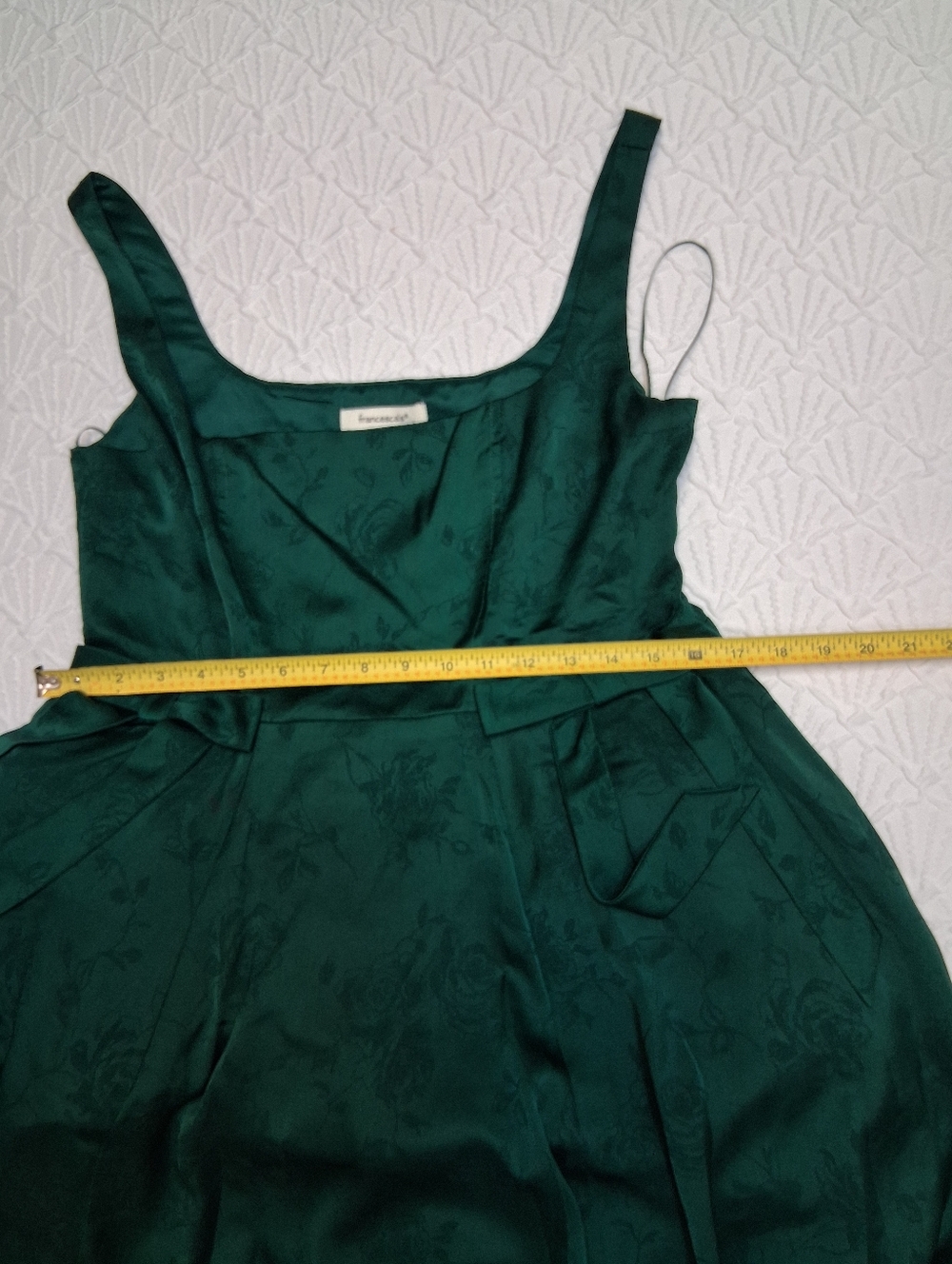 Francesca's Collections Teal Floral Satin Fit-and-Flare Mini Dress Size L - Picture 15 of 16